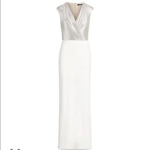 Ralph Lauren white and silver formal dress